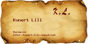 Kunert Lili névjegykártya